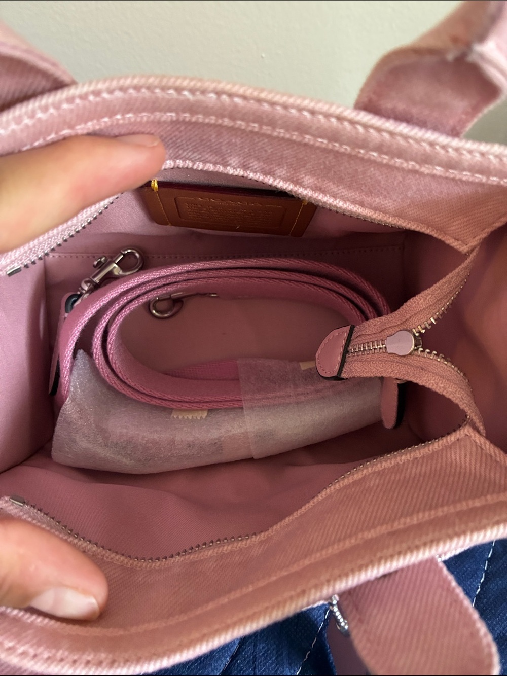 Coach Pink Demin Cargo Mini Tote Bag - Picture 6 of 11